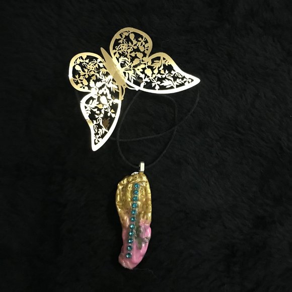 Reversible Rhinestone Unique Rare Vintage Boho One of a Kind Handmade Necklace - Picture 13 of 16